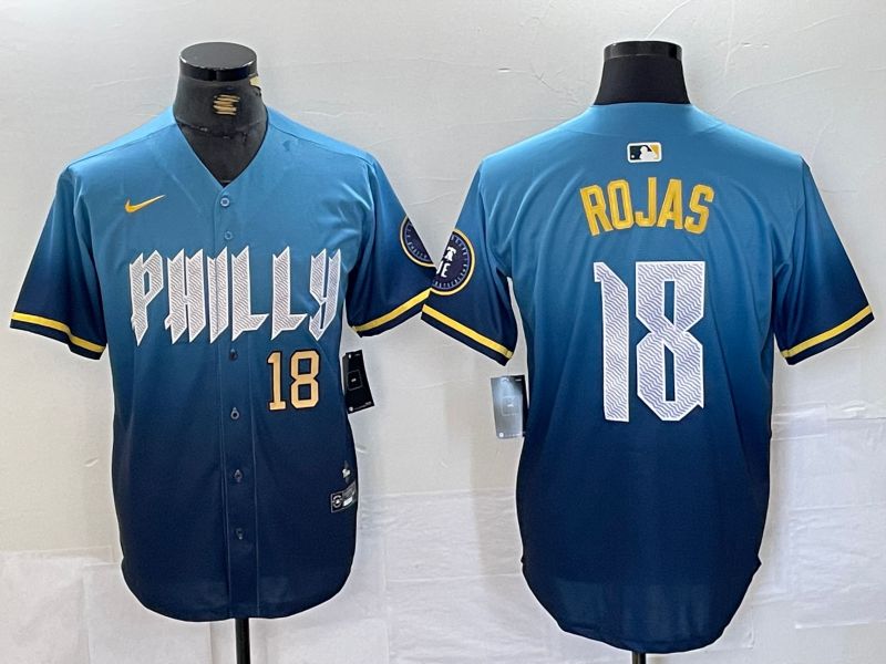 Men Philadelphia Phillies #18 Rojas Blue City Edition Nike 2024 MLB Jersey style 3->philadelphia phillies->MLB Jersey